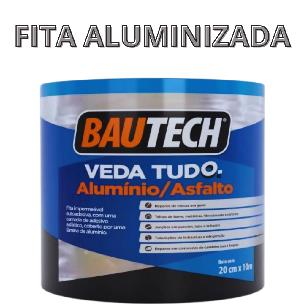Fita Manta Asfaltica Auto Adesiva Bautech Multiuso Reparos Vedação Vazamentos Trincas P/Telhado
