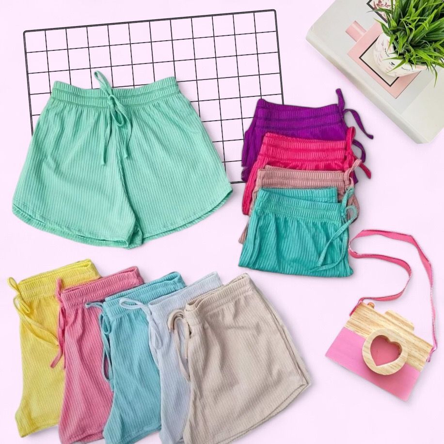 Kit 3 short menina infantil canelado leve verão ENVIO DE CORES SORTIDAS