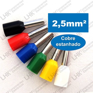 Terminal Tubular 2,5mm E2508 Ilhós Pré Isolado em Cobre Estanhado em Oferta na Shopee