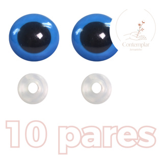 Kit olhos azuis para amigurumi com trava de segurança - 10 pares - Círculo em Oferta na Shopee