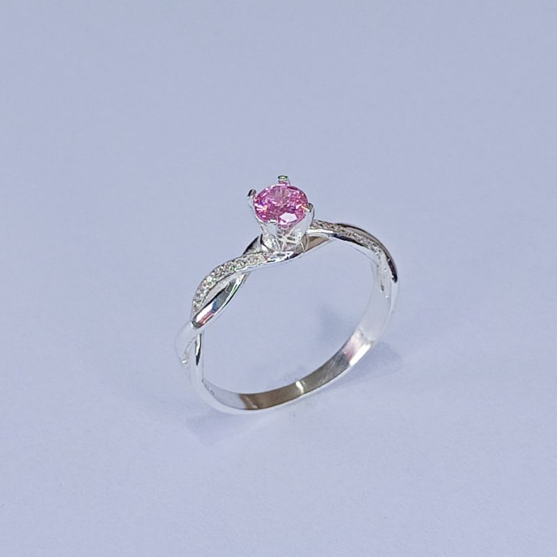 ANEL FEMININO PEDRAS ROSA - SOLITÁRIO EM PRATA 925 em Oferta na Shopee