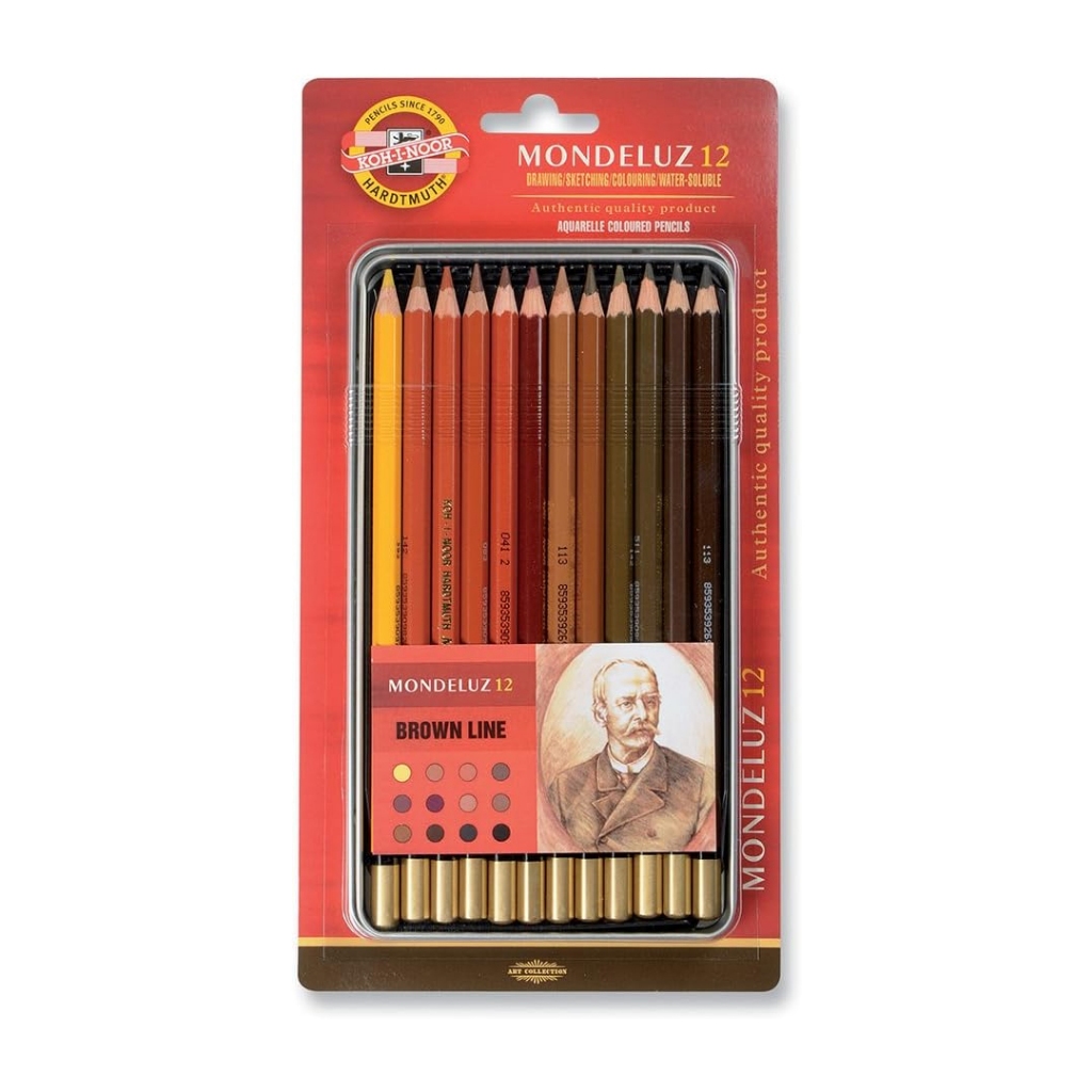 Lápis De Cor Aquarela Koh-i-noor Mondeluz 12 Tons Marrom
