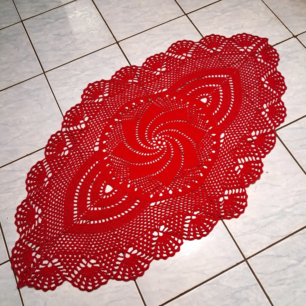 Tapete Rosa dos Ventos Grande de Crochê Caminho Trilho Centro de Mesa Cozinha Moda Casa Decoração