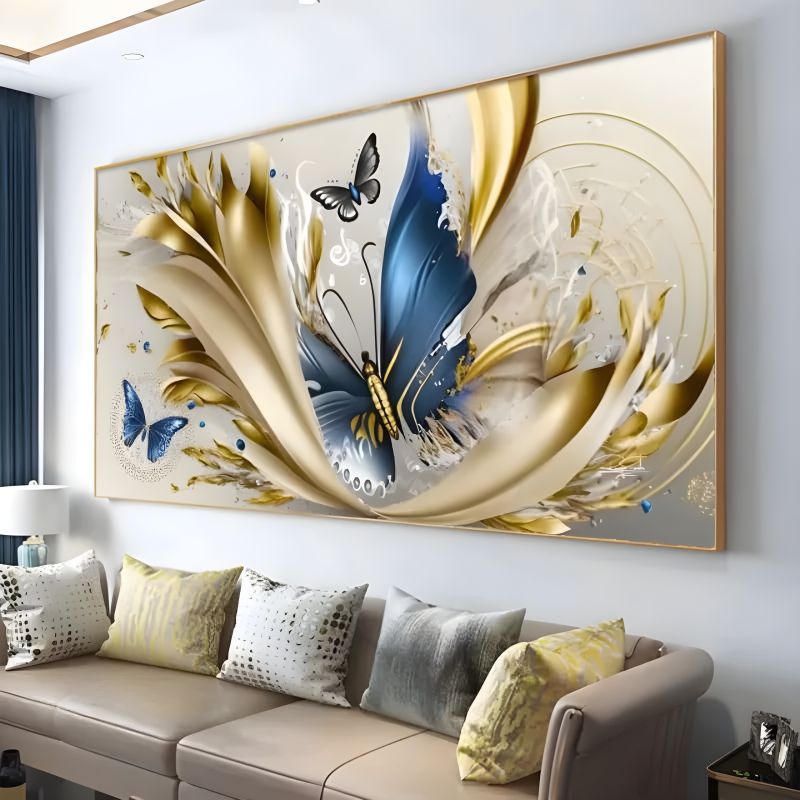 Quadro Decorativo Borboleta Azul Fundo Mármore Grande Sala Quarto em Oferta na Shopee