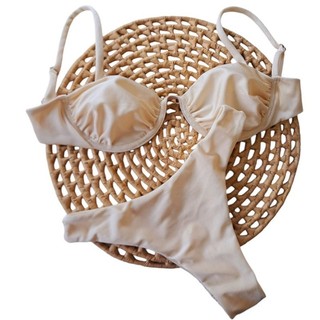 Biquíni  arco inteiro  +calcinha asa delta  feito tecido beach gloss marrom  off white