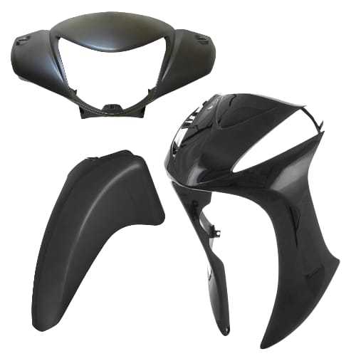 Kit Carenagem 3 Peças Biz 125 ES 2015 Frontal+Carenagem do Farol+Paralama Dianteiro Cinza Cynos Fosco