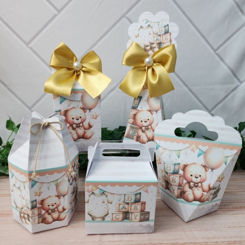 Chá de Bebe Ursinho Kit Personalizado Kit Festa l Lembrancinha l Aniversario l Caixinhas Personalizadas l Festa Infantil