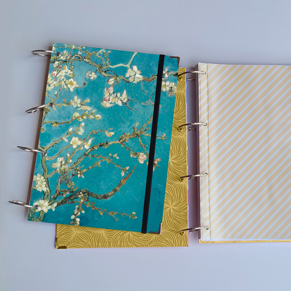 Caderno Argolado Van Gogh Amendoeira em Flor (Capa e Argolas) Universitário Colegial A5 Fichário em Oferta na Shopee