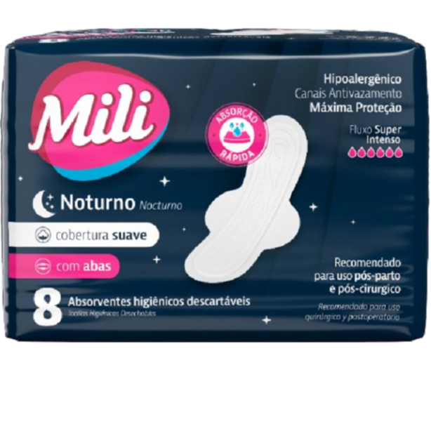 Absorvente Intimo Fluxo Intenso Noturno Mili 1 Pac C/ 8 Un e Variações
