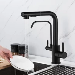 Torneira Pia Cozinha Gourmet Bancada Com Saída De Filtro Cor Fosco Preto Yesop