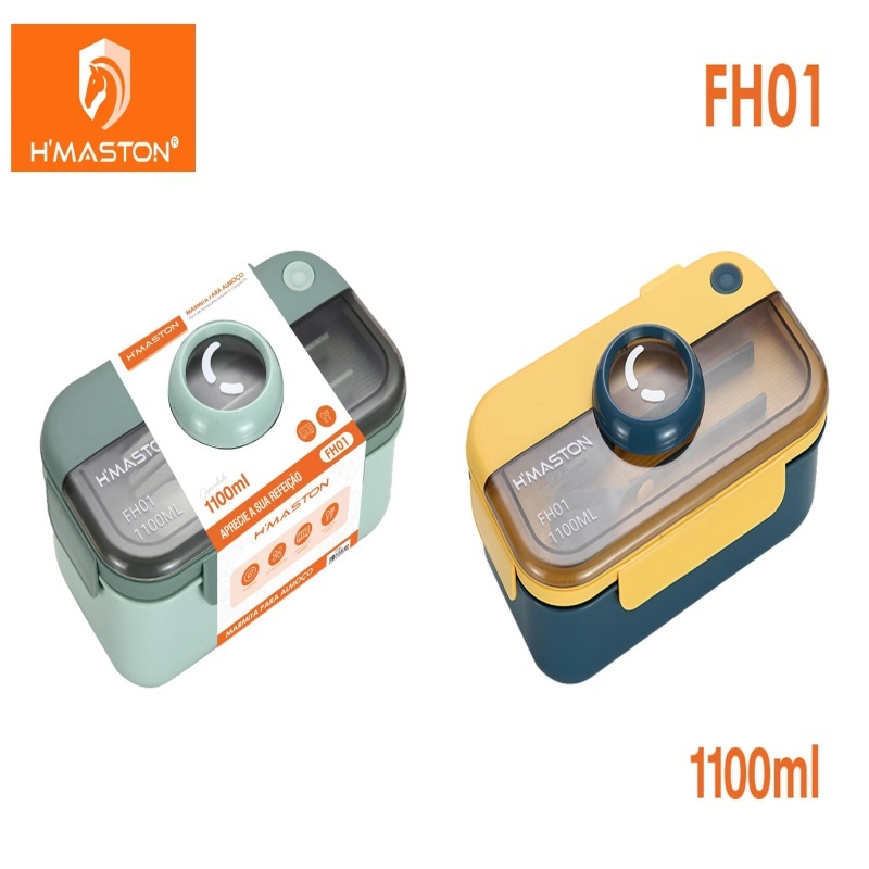 Marmita Lancheira c/ box e Compartimentos, Pote De Marmita Box 1100 ml Com Talheres