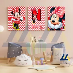 KIT PLACA DECORATIVA PERSONALIZADA MINNIE VERMELHA (medida 28.5x20) KIT COM 3 UNIDADE