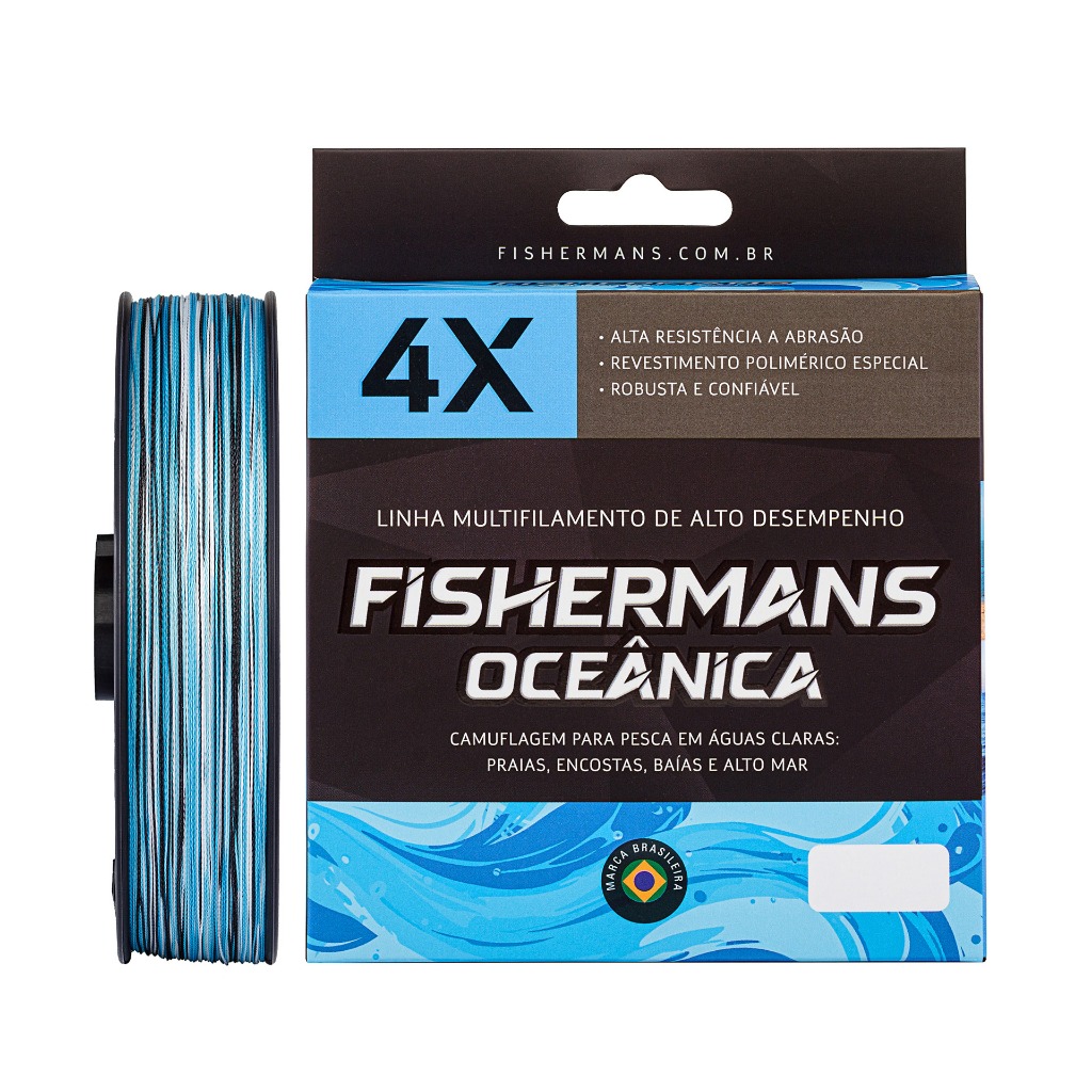 Fishermans Oceânica 4X Linha De Pesca Multifilamento 10 até 100 libras