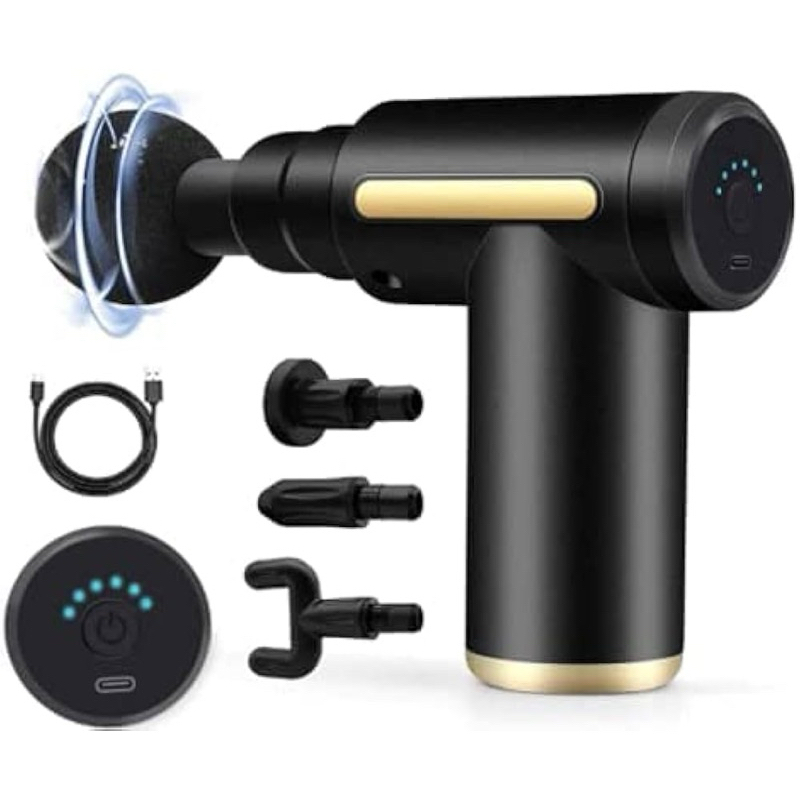 mini massageador Pistola Massageadora Miofascial Fisio Atleta Gun Relax Crossfit Massagem 4 Ponteiras
