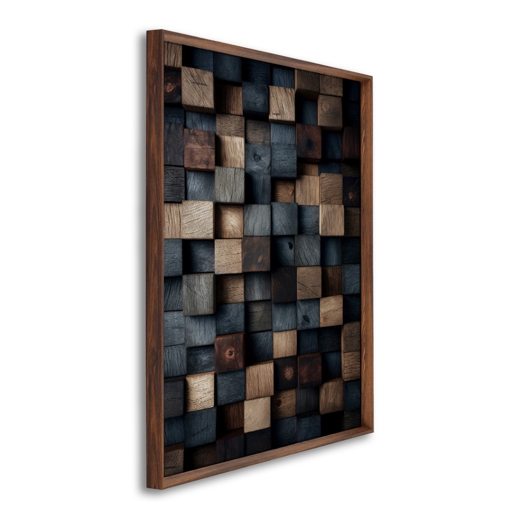 Detalhes do Quadro Decorativo Mosaico de Cores e Texturas Com Moldura Para Sala Quarto e Escritorio