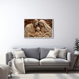 Quadro Decorativo A Sagrada Família Maria Jose  Jesus Moldura 50x75 e 60x90 cm em Oferta na Shopee
