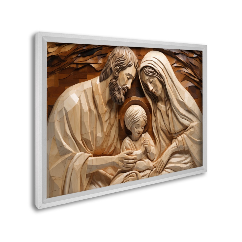 Quadro Decorativo A Sagrada Família Maria Jose  Jesus Moldura 50x75 e 60x90 cm em Oferta na Shopee