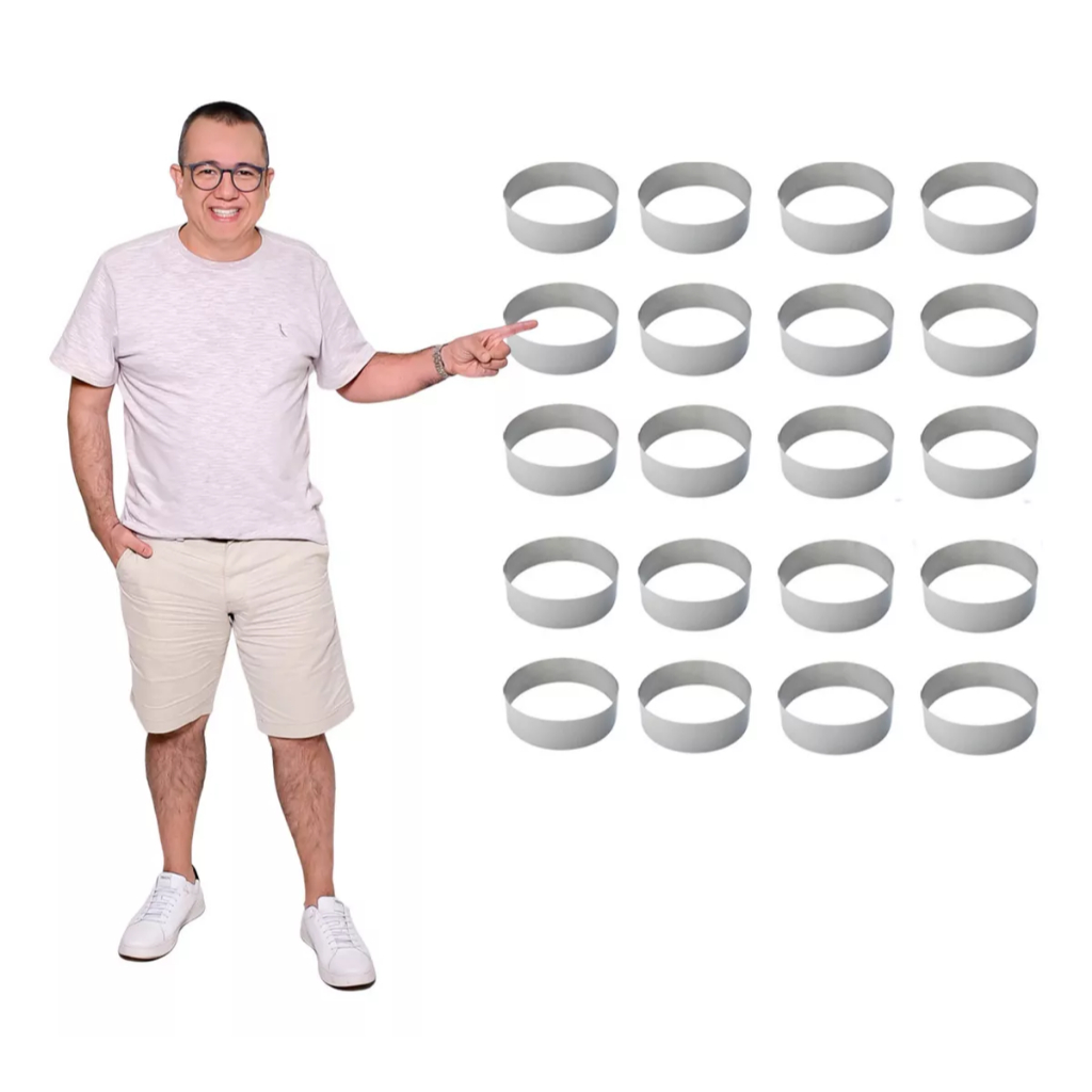 100 Aro Modelador Cortador Aço Inox Hamburguer Forma Pão