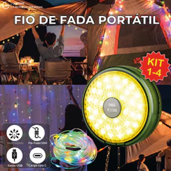Pisca-Pisca Portátil Super Led RGB Luminária Recarregável c/ USB Fio de Fada Arandela Parede Externos e Internos