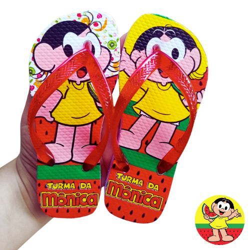 Chinelo Infantil Menina Magali Turma da Monica Minnie Stitch Margarida Tira Larga Redondo LANÇAMENTO