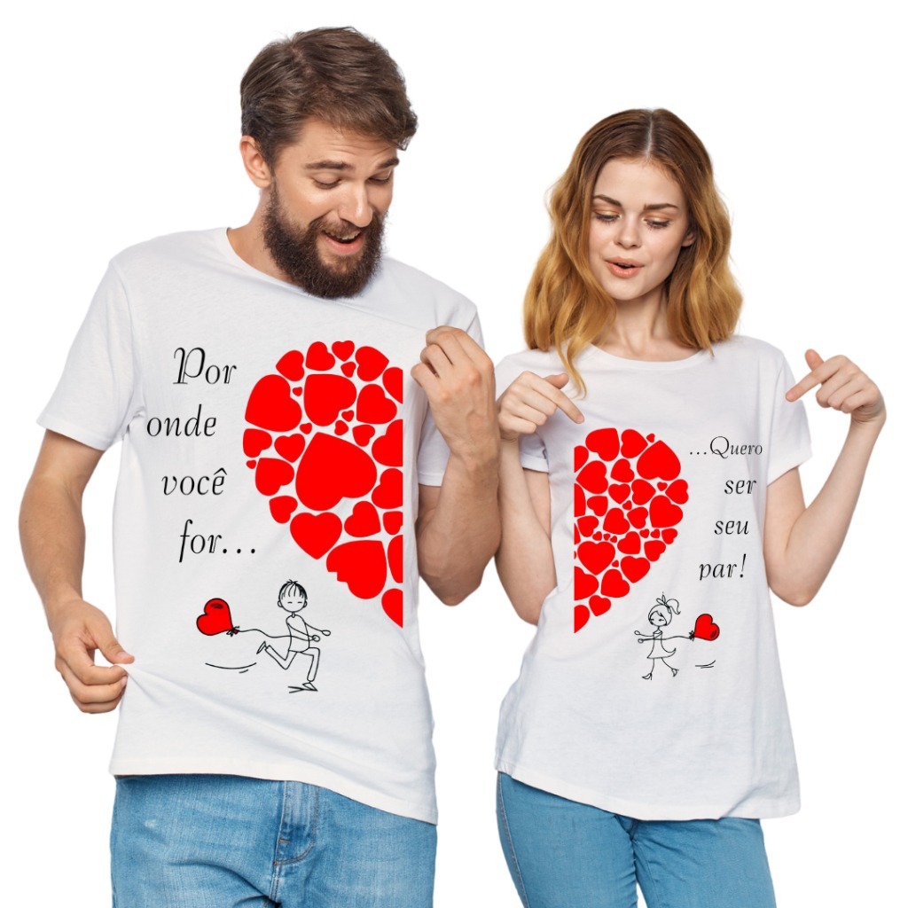 CAMISETA CASAL  APAIXONADA ESTAMPAS E CORES DIVERSAS TODOS OS TAMANHOS