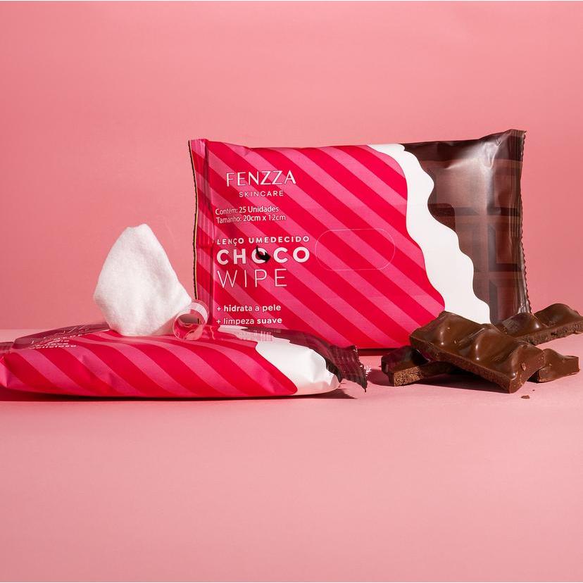 Lenço Demaquilante Umedecido Choco Wipe - FENZZA 25 Un