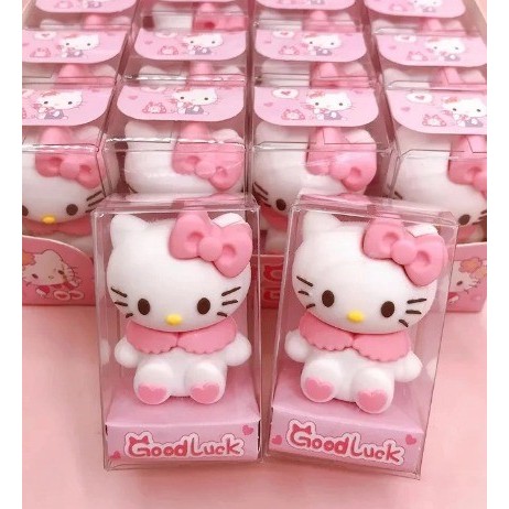 Kit 02 Apontadores Apontador Escolar Hello Kitty  Papelaria Fofa Com Borracha Surpresa na Caixinha .