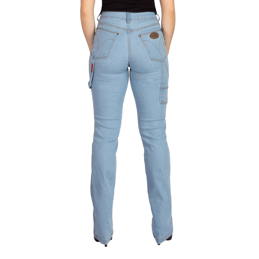 Calça Jeans Feminina Carpinteira Country Cintura Alta 34 ao 48 Barra Larga Uso com Bota Boiadeira