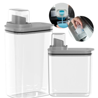 Kit Dispenser Organizador de Lavanderia 2,3 + 1,5 L Acrílico AMACIANTE SABÃO EM PÓ SABONET...