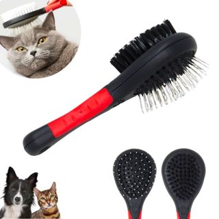 Rasqueadeira Pet Para Cães e Gatos Escova Removedora Tira Pelos Dupla Face Cabo Emborrachado Animais em Oferta na Shopee