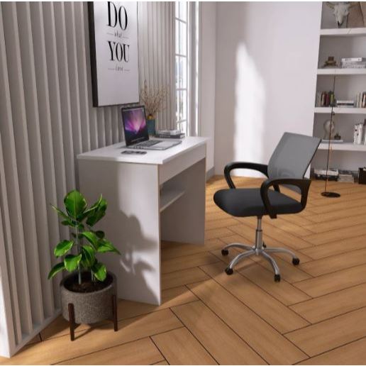 Kit Mesa Escrivaninha Com Gaveta + Cadeira Diretor Preto/Branco