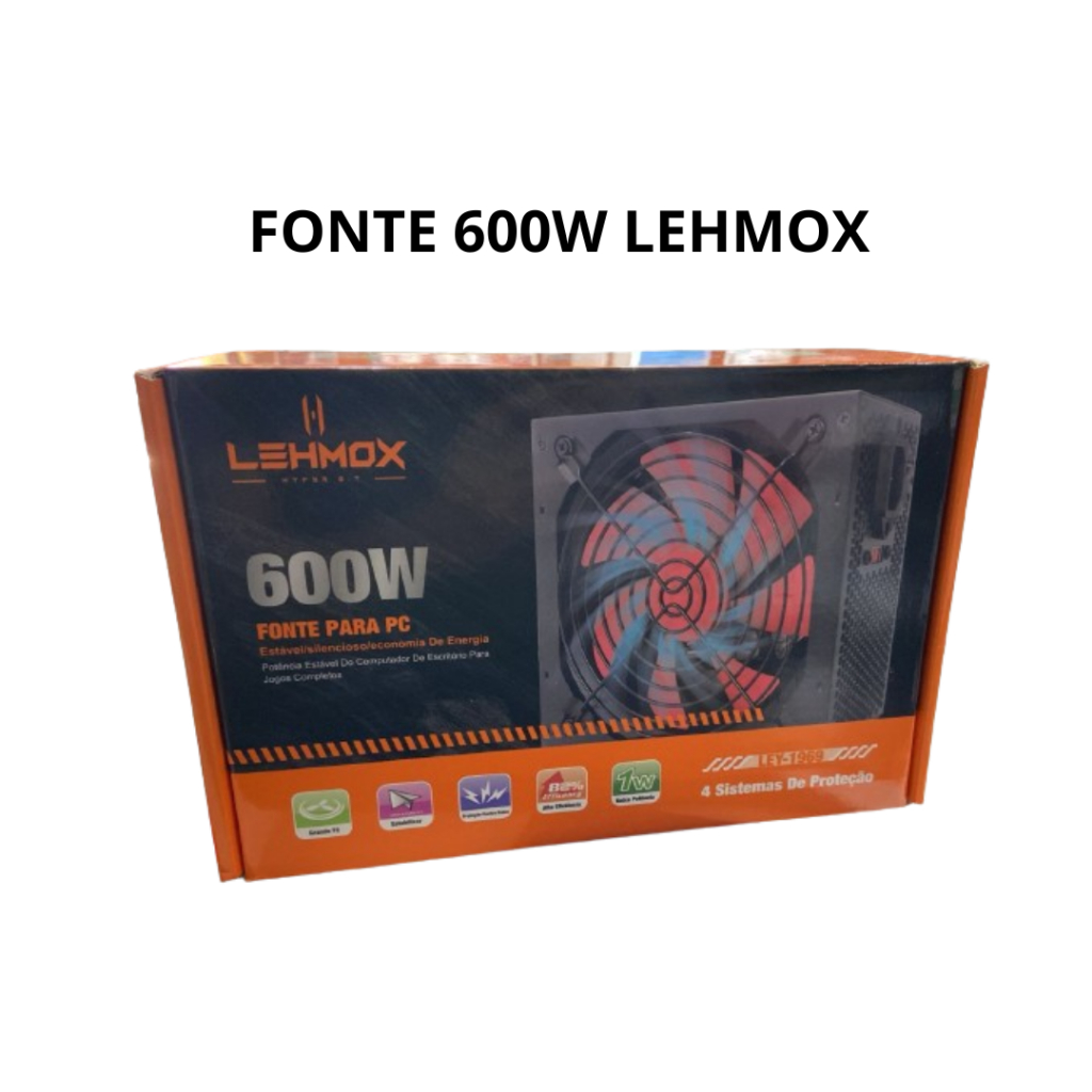 Fonte 4 Sistemas de Proteção 600W LEY-1969 LEHMOX
