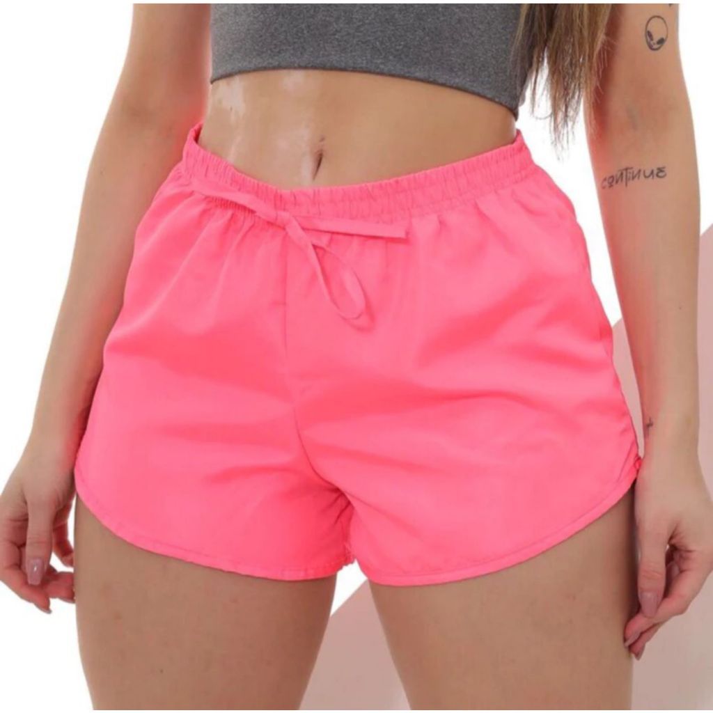 short tactel feminino casual saida de praia corrida shorts academia shortinho caminhada promoção