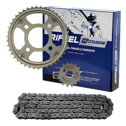 Kit Relação Titan 160 Fan 160 serve Titan Fan 150 Aço 1045 Sem Retentor Riffel