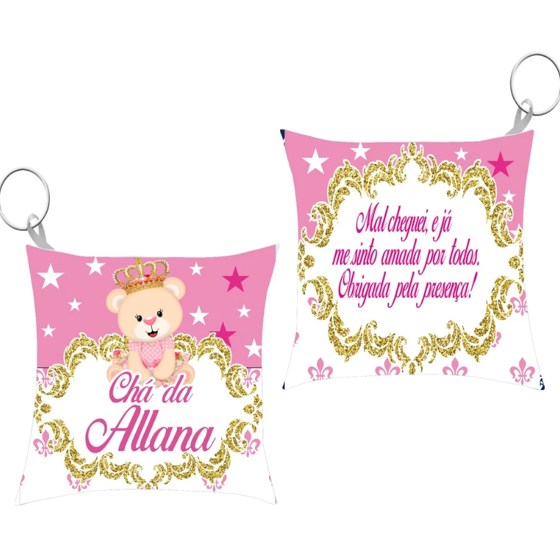 Chaveiro Personalizado Ursinha Princesa Lembrancinha Para Aniversario Festas