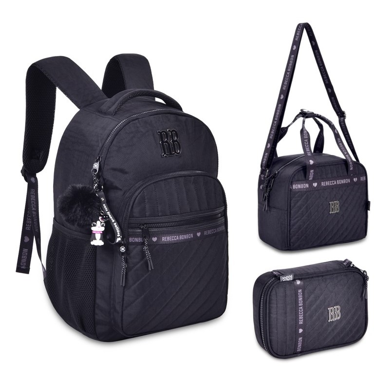 Kit Mochila de Costas Rebecca Bonbon Lancheira e Estojo RB24515 - Baby & Kids Fashion