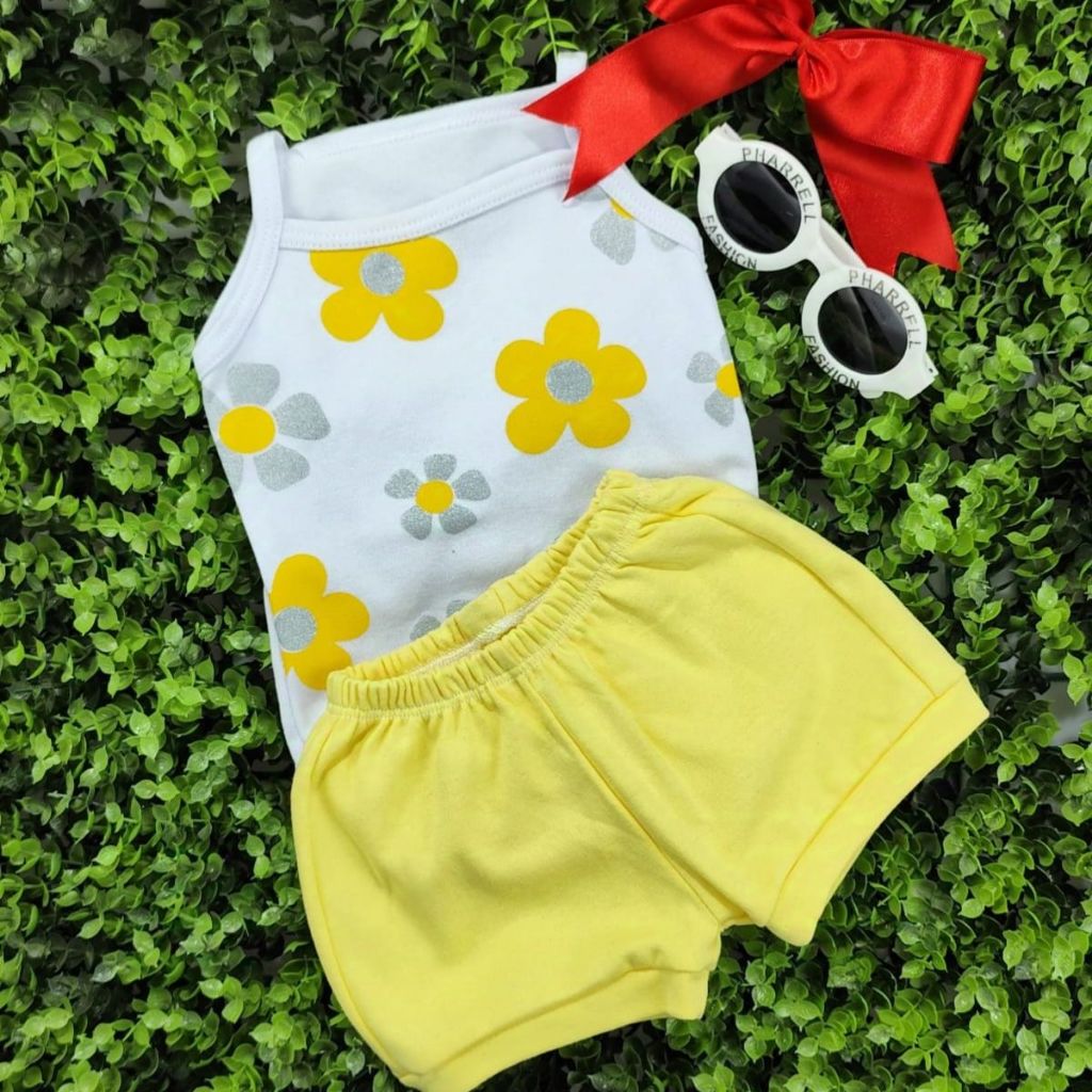 Conjunto Infantil Bebê Body e Short Menina100% Suedine