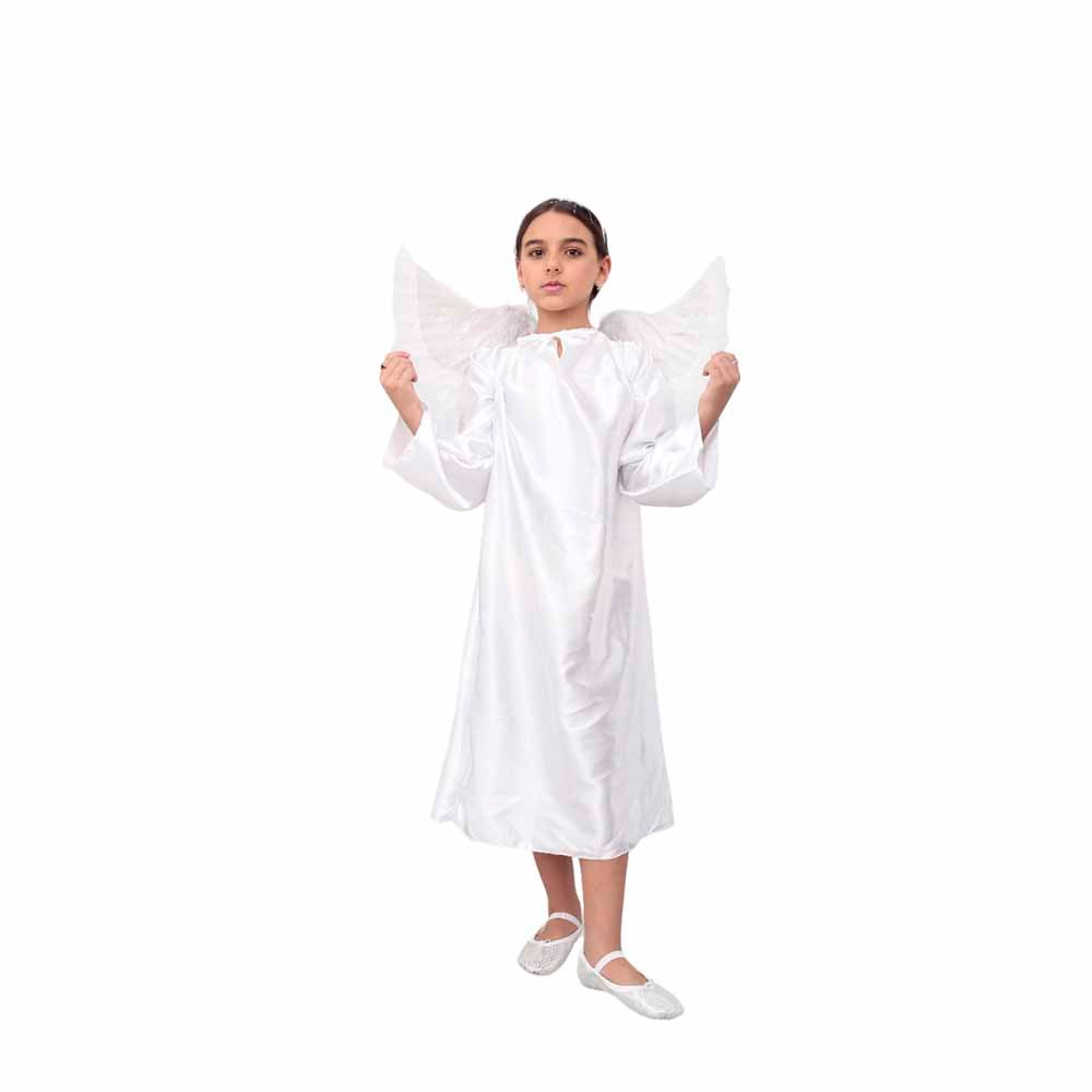 Fantasia de Anjo Infantil Túnica Anjinho Querubim Bata Capa Coroação