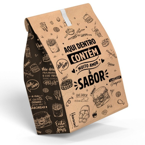 Saco Para Delivery Kraft SOS Grande 31x24x14 C/ 100 Unid Embalagem Hamburguer Restaurante Lanchonete em Oferta na Shopee