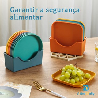 Kit 10 Pratos Com Suporte Sobremesa Plásticos Para festa Duros Reutilizaveis Prato de churrasco Com suporte BC-03/BC-04 em Oferta na Shopee