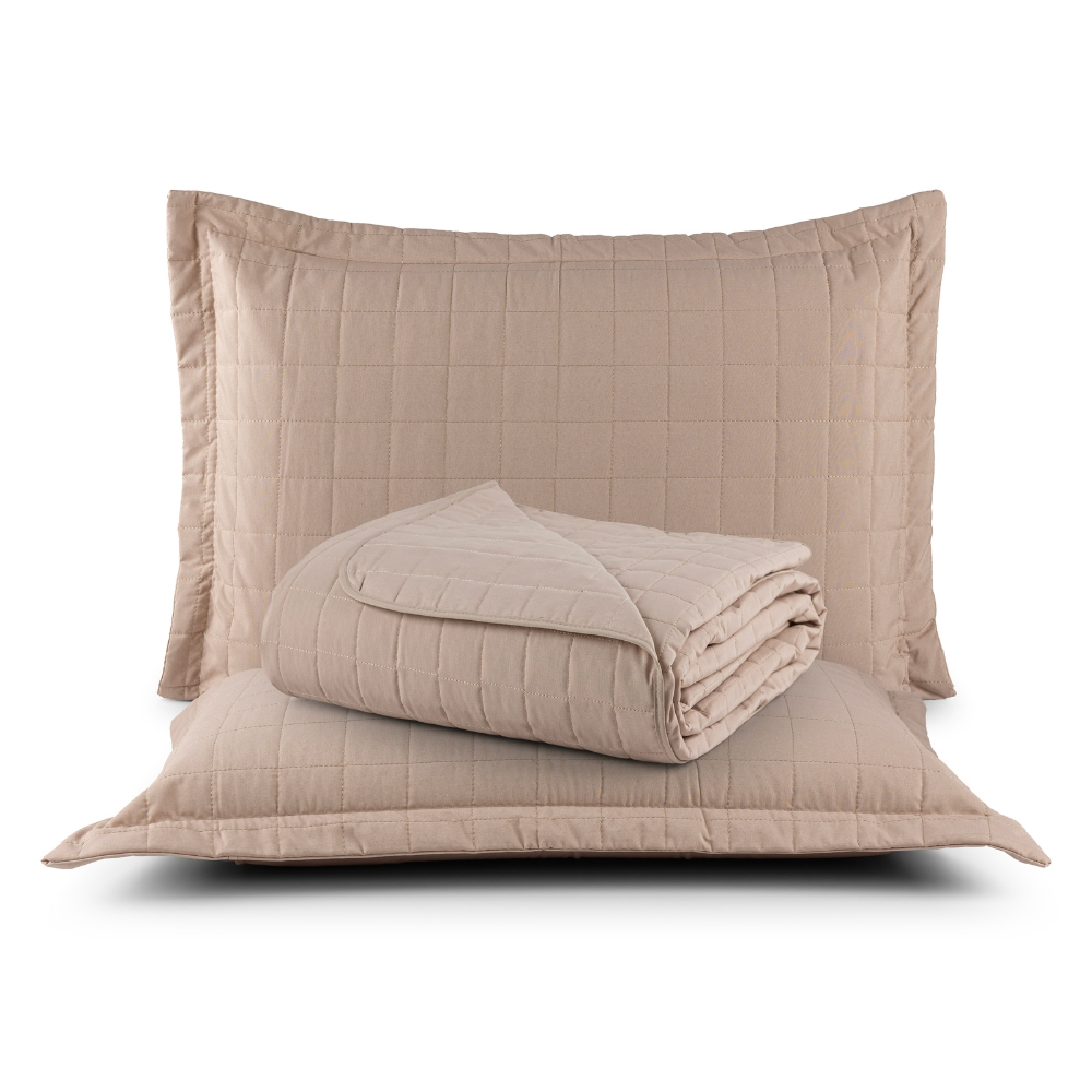 Kit Cobre Leito Colcha Casal 3 Peças Percal 200 Fios 100% Algodão Classic Dupla Face Matelado - Home & Living