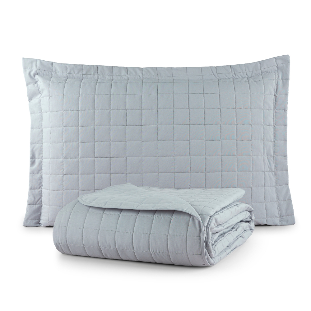 Kit Cobre Leito Colcha Solteiro 2 Peças Percal 200 Fios 100% Algodão Classic Dupla Face Matelado - Home & Living