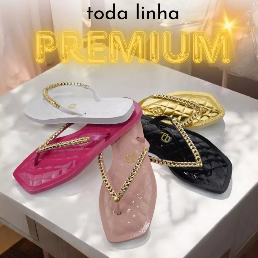 Chinelo Piber Corrente Quadrado Feminino Acolchoado Confortavel Promoção Envio imediato