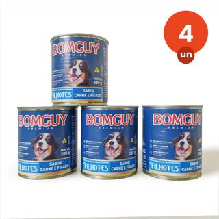 Kit 4 Bomguy Premium Patê Sabor Carne e Fígado Ração Úmida para Cães Filhotes 280g FVO em Oferta na Shopee
