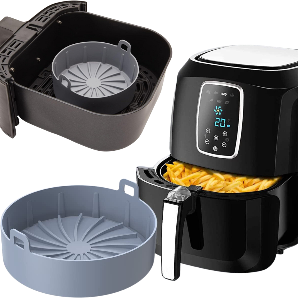 2Uni Forma De Silicone Para Air Fryer Forno Microondas Fritadeira Assadeira Reutilizável Antiaderente Flexível Proteção