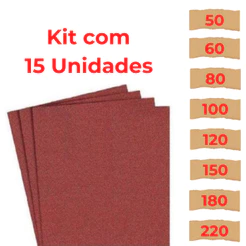 Lixa Massa para Madeira e Concreto (3 tamanhos) KIT COM 15 UNIDADES