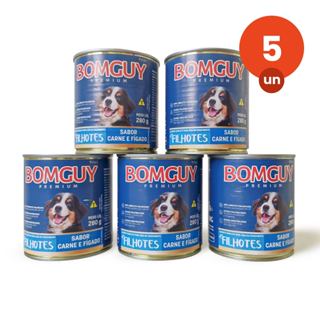 Kit 5 Bomguy Premium Patê Sabor Carne e Fígado Ração Úmida para Cães Filhotes 280g FVO em Oferta na Shopee
