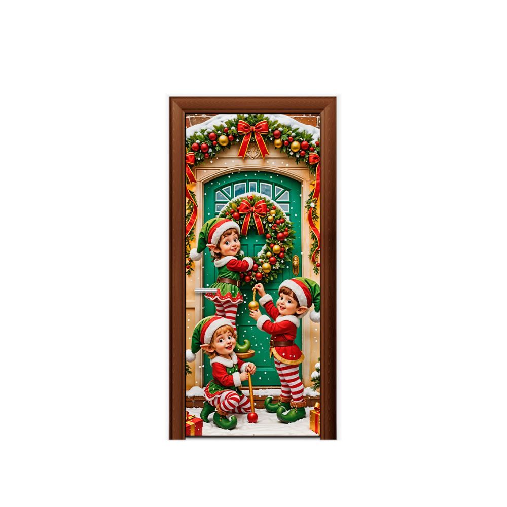Capa Decorativa de Porta 0,90x2,10 Sublimado Tema Reveillon Ano Novo C/Elástico — imagem 2 de 2