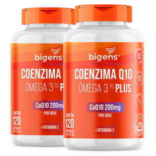BIGENS KIT 2X COENZIMA Q10 200MG + ÔMEGA 3 TG PLUS VIT E 120 CAPS BIOGENS em Oferta na Shopee