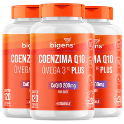 BIGENS KIT 3X COENZIMA Q10 200MG + ÔMEGA 3 TG PLUS VIT E 120 CAPS BIOGENS